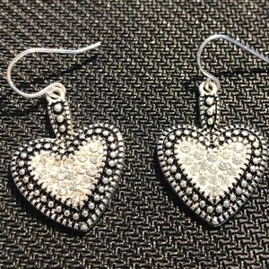 Earrings - heart shaped with pave rhinestones